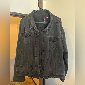 Torrid Dark Gray Distressed Denim Jacket